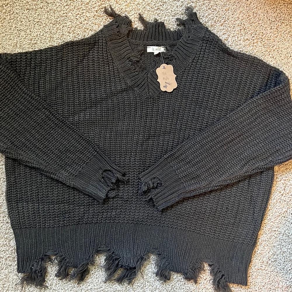 NWT Distressed Sweater